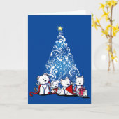 KiniArt Westie Terriers kerstKaart Kaart (Gele Bloem)