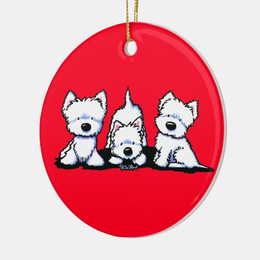 KiniArt Westie Trio Keramisch Ornament (Links)