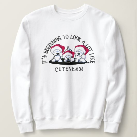 KiniArt Westie Trio-kerstshirt Trui (Design voorkant)