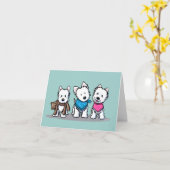 KiniArt Westie Trio Note Card Kaart (Gele Bloem)