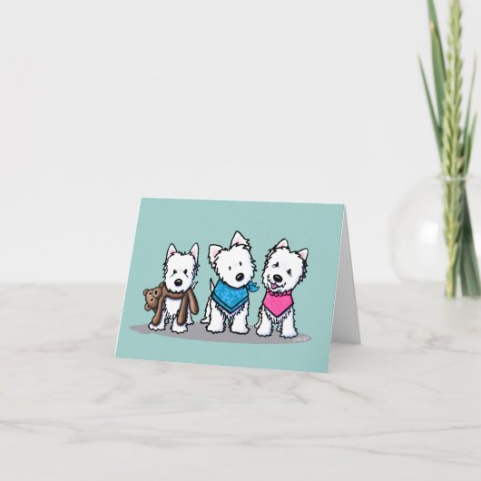 KiniArt Westie Trio Note Card Kaart (Voorkant)