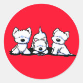 KiniArt Westie Trio Ronde Sticker (Voorkant)