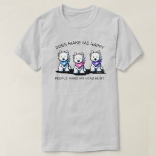 KiniArt Westie Trio T-Shirt voor hondenliefhebbers
