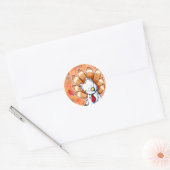 KiniArt Westie Turkey Thanksgiving Ronde Sticker (Envelop)
