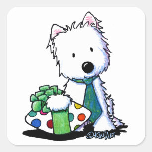 KiniArt Westie Vaders Dag Cadeau Vierkante Sticker