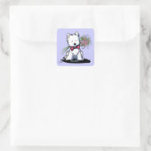 KiniArt Westie Valentijnstickers Vierkante Sticker (Tas)