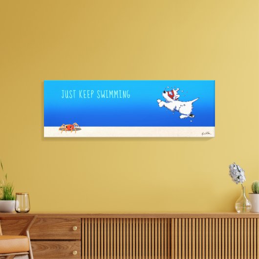 KiniArt Westie White Terrier Ocean Canvas Afdruk (Insitu (Woonkamer))