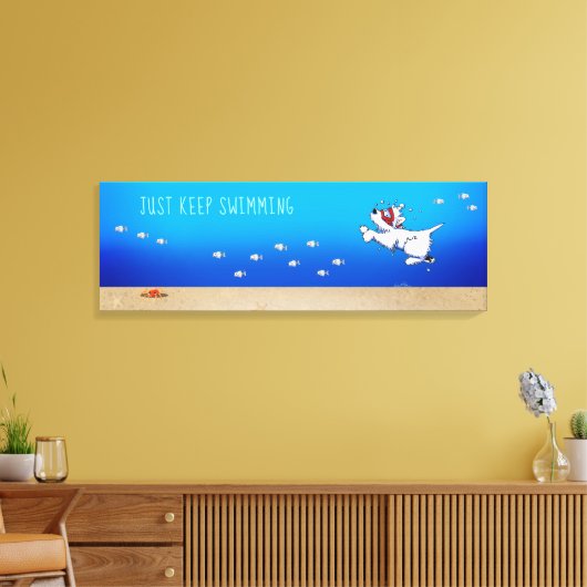 KiniArt Westie White Terrier Ocean Canvas Afdruk (Insitu (Woonkamer))