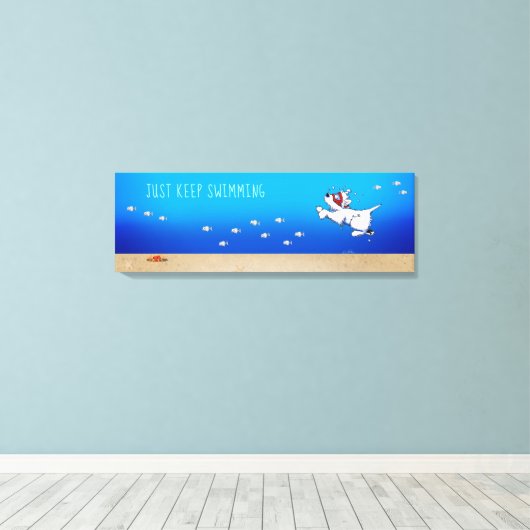 KiniArt Westie White Terrier Ocean Canvas Afdruk (Insitu (Houten vloer))