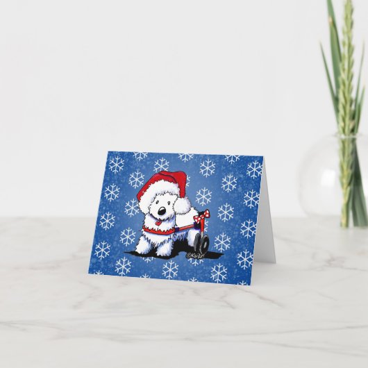 KiniArt Wheels Westie-kerstKaart Feestdagen Kaart (Voorkant)