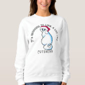 KiniArt White Cat KerstSweatshirt Trui (Voorkant)