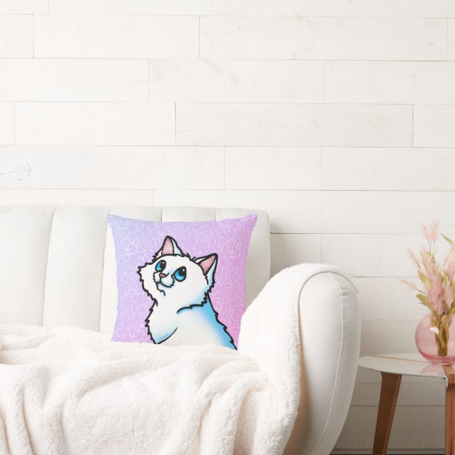 KiniArt White Cat Sierkussen (Bank)