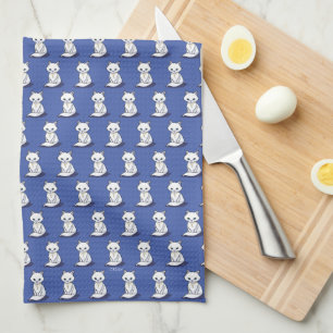 KiniArt White Cat Trinket Theedoek
