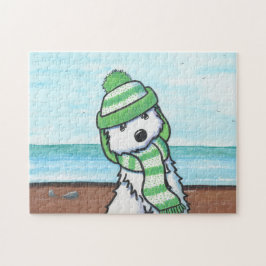 KiniArt Winter Beach Westie Legpuzzel