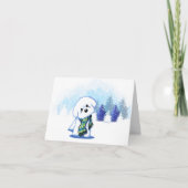 KiniArt Winter Bichon Frise Note Kaart (Voorkant)
