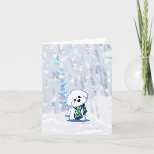 KiniArt Winter Bichon Note Kaart (Voorkant)