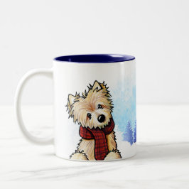 KiniArt Winter Norwich Terrier Tweekleurige Koffiemok