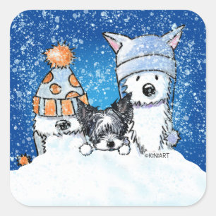 KiniArt Winter Trio Vierkante Sticker