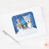 KiniArt Winter Trio Vierkante Sticker (Envelop)