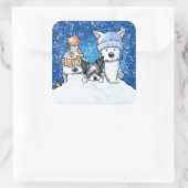 KiniArt Winter Trio Vierkante Sticker (Tas)