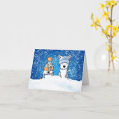 KiniArt Winter Westie Duo Card Kaart (Gele Bloem)