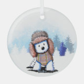 KiniArt Winter Westie Terrier Glas Ornament (Voorkant)