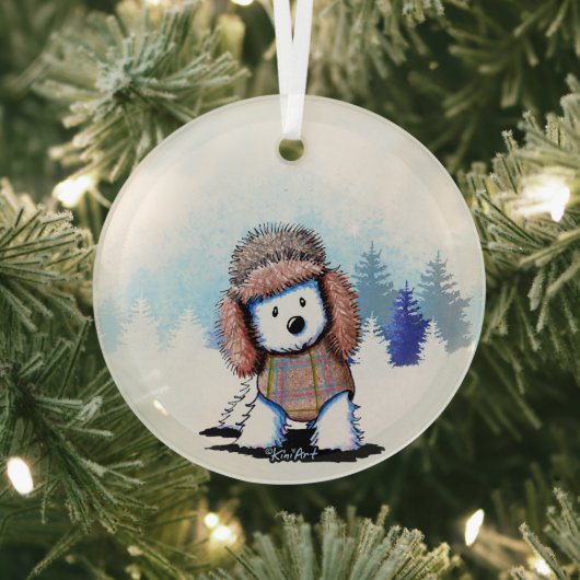 KiniArt Winter Westie Terrier Glas Ornament (Insitu)