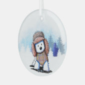 KiniArt Winter Westie Terrier Glas Ornament (Voorkant links)