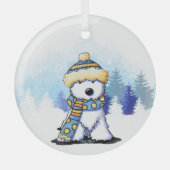 KiniArt Winter Westie Terrier Glas Ornament (Voorkant)