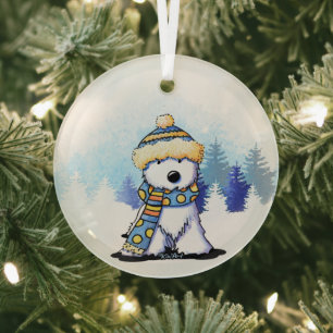 KiniArt Winter Westie Terrier Glas Ornament