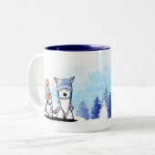 KiniArt Winter Westie Terriers Tweekleurige Koffiemok (Voorkant links)