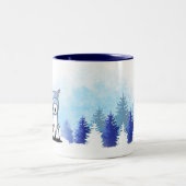 KiniArt Winter Westie Terriers Tweekleurige Koffiemok (Center)