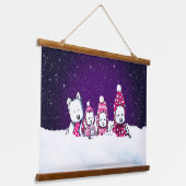 KiniArt Winter Westies Kerstmis Hangend Wandkleed (Gebogen)