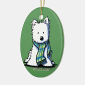 KiniArt Wintersjaal Westie Keramisch Ornament (Links)