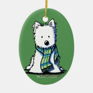 KiniArt Wintersjaal Westie Keramisch Ornament