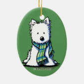 KiniArt Wintersjaal Westie Keramisch Ornament (Achterkant)
