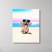 KiniArt Wirehaered Dachshund Dog Beach Canvas Afdruk (Voorkant)