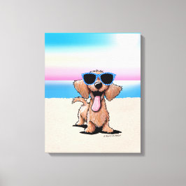 KiniArt Wirehaered Dachshund Dog Beach Canvas Afdruk