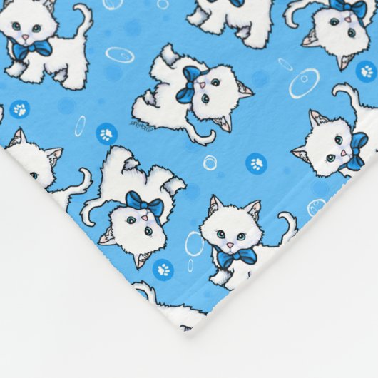 KiniArt Witte Kittens Fleece Deken (Hoek)
