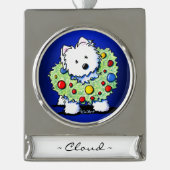 KiniArt Wreath Westie Persoonlijke versiering Verzilverd Banner Ornament (Voorkant)