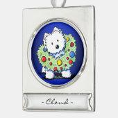 KiniArt Wreath Westie Persoonlijke versiering Verzilverd Banner Ornament (Links)