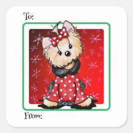 KiniArt Yorkie-kerst Vierkante Sticker
