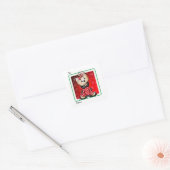 KiniArt Yorkie-kerst Vierkante Sticker (Envelop)