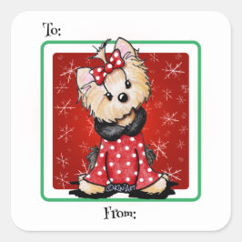 KiniArt Yorkie-kerst Vierkante Sticker