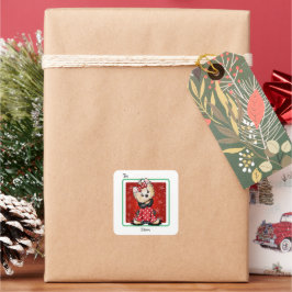 KiniArt Yorkie-kerst Vierkante Sticker