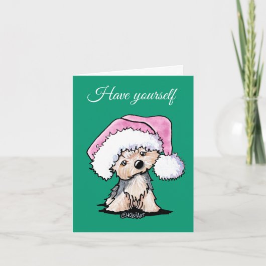 KiniArt Yorkie Terrier Dog-kerstKaarten Feestdagen Kaart (Voorkant)