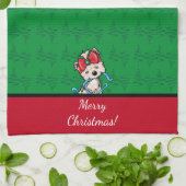 KiniArt Yorkie Terrier Kerstmis Theedoek (Gevouwen)