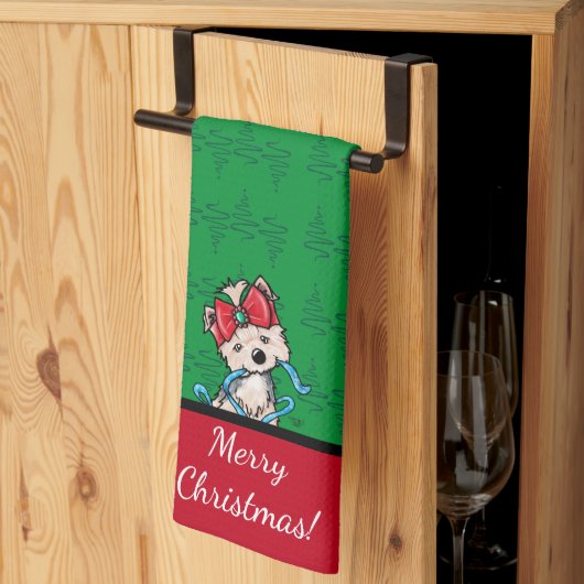 KiniArt Yorkie Terrier Kerstmis Theedoek (Derde Gevouwen)
