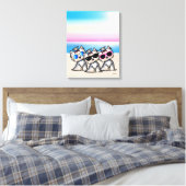 KiniArt Yorkie Trio Beach Canvas Afdruk (Insitu (Slaapkamer))