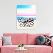 KiniArt Yorkie Trio Beach Canvas Afdruk (Insitu (Woonkamer))